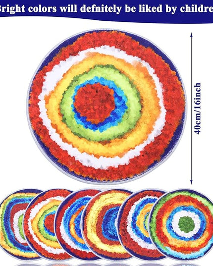 HiiARug Kids Crazy Carpet Circle Seats 6pcs 16" Round Carpet Circles Soft Non Slip Classroom Floor Seating Washable Carpet Spots for Classroom Pre-School Classroom Accessories - LeafyLoom