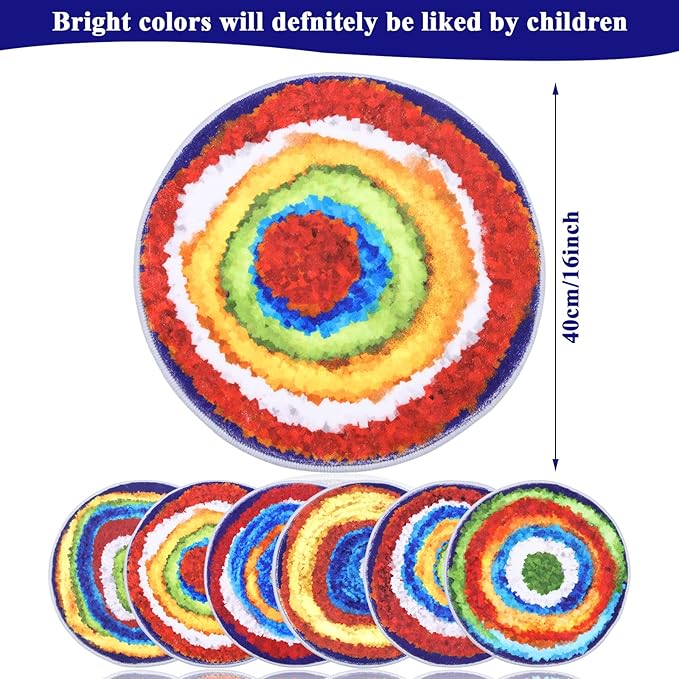 HiiARug Kids Crazy Carpet Circle Seats 6pcs 16" Round Carpet Circles Soft Non Slip Classroom Floor Seating Washable Carpet Spots for Classroom Pre-School Classroom Accessories - LeafyLoom