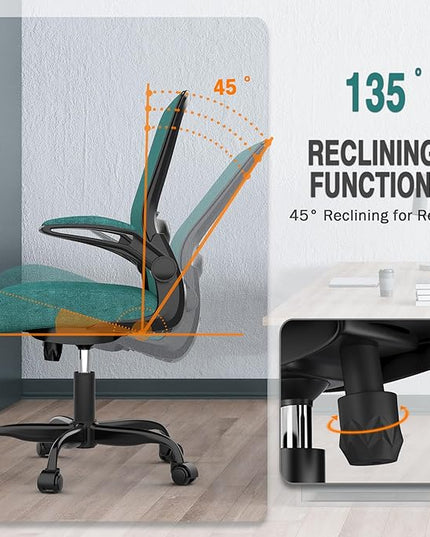 Office Chair, Ergonomic Desk Chair with Adjustable Lumbar Support, High Back Mesh Computer Chair with Flip-up Armrests-BIFMA Passed Task Chairs, Executive Chair for Home Office - LeafyLoom