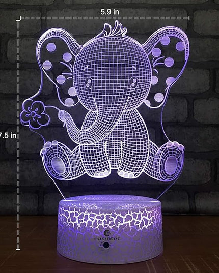 easuntec Elephant Gifts Elephant Lamp with Remote & Smart Touch 7 Colors + 16 Colors Changing Elephant Gifts for Women 4 5 6 7 8 Year Old Girl Gifts (Epht16WT) - LeafyLoom