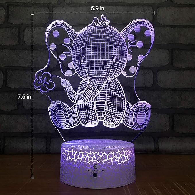 easuntec Elephant Gifts Elephant Lamp with Remote & Smart Touch 7 Colors + 16 Colors Changing Elephant Gifts for Women 4 5 6 7 8 Year Old Girl Gifts (Epht16WT) - LeafyLoom