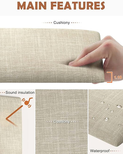 Upholstered Wall Mounted Headboard, 3D Soundproof Wall Panels Peel and Stick Headboard for Queen Size, Reusable and Removable Tufted Bed Headboard in Beige(9 Panels, 10" x 24") - LeafyLoom