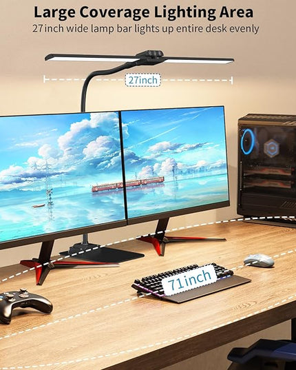 KableRika Desk Lamp Double Light: Bright Led Desk Lights for Home Office - Eye Care Reading Table lamps with Base - Dimmable Desktop lighting for Computer Monitor Study Drafting - LeafyLoom