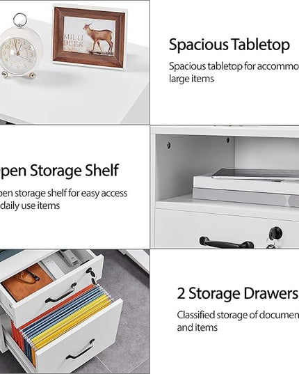 Yaheetech File Cabinet Vertical File Cabinets Mobile Letter Size File Storage Organizer Small Filing Cabinet Printer Stand for Home and Office White - LeafyLoom