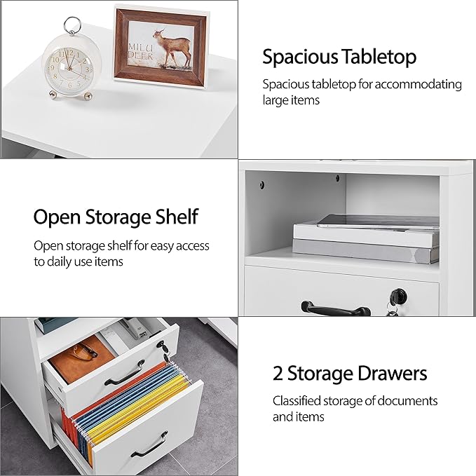Yaheetech File Cabinet Vertical File Cabinets Mobile Letter Size File Storage Organizer Small Filing Cabinet Printer Stand for Home and Office White - LeafyLoom