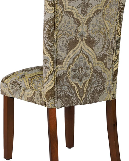HomePop Parsons Upholstered Accent Dining Chair, Set of 2, Blue and Brown Paisley - LeafyLoom