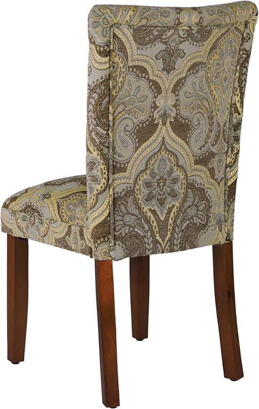 HomePop Parsons Upholstered Accent Dining Chair, Set of 2, Blue and Brown Paisley - LeafyLoom