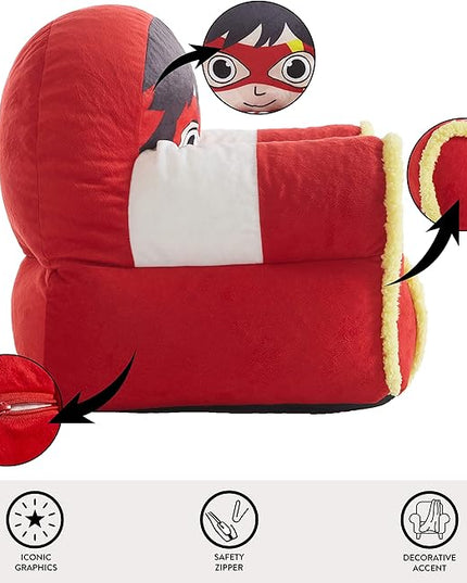 Idea Nuova Ryan's World Plush Bean Bag Chair with Sherpa Trim Red - LeafyLoom