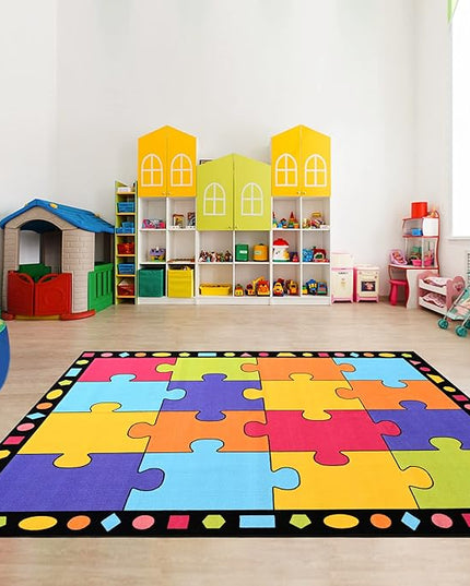 Booooom Jackson Classroom Carpets Elementary, Kid Rug Children's Classroom Seating Rug for Nursery, School, Children's Colorful Area Rug Educational Carpet with Non-Slip Backing(Seats-16),8'5"x 6'5" - LeafyLoom