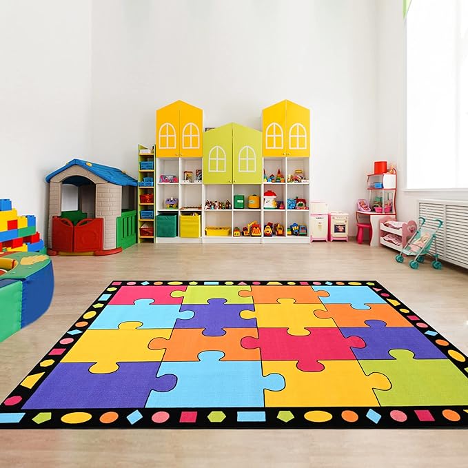 Booooom Jackson Classroom Carpets Elementary, Kid Rug Children's Classroom Seating Rug for Nursery, School, Children's Colorful Area Rug Educational Carpet with Non-Slip Backing(Seats-16),8'5"x 6'5" - LeafyLoom