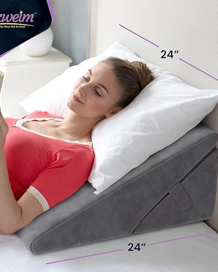 Adjustable Bed Wedge Pillow for Sleep Apnea, Gerd, Acid Reflux, Post Surgery, Heartburn - Foam Wedge Pillow for Back Pain Relief, Sleep Apnea Pillow Wedge or Bed Wedge Pillow for Sleeping for Seniors - LeafyLoom