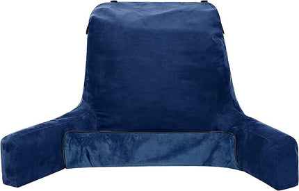 Husband Pillow XXL Cover Aspen Edition Dark Blue, Reversible Microfiber to Microsuede, Side & Back Pockets - Handle for Transport - Super Cozy Bed Rest Pillow Cover with Arms - Easy Care - LeafyLoom