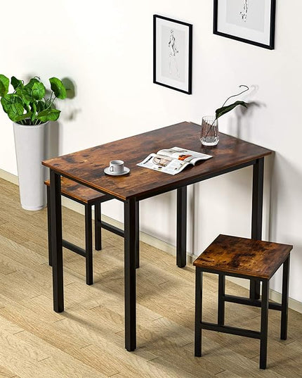 DKLGG 3 Pieces Dining Table Set, Space Saving Kitchen Table and Chairs Set for 2, Small Dining Table and Chairs for 2 Perfect for Breakfast Nook, Living Room, Apartment - LeafyLoom