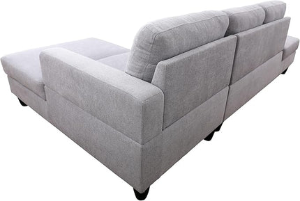 2-Piece L-Shaped Sectional Couches, Lounge, Modular Sofas for Home Office Apartment, Large Living Room Furniture Left Hand Facing, 2pcs 101.5'' Recliner+55.5'' Chaise(Right), Grey White Lint - LeafyLoom