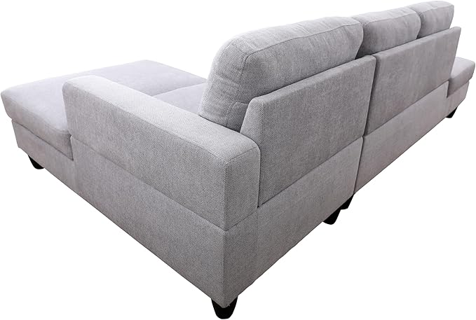 2-Piece L-Shaped Sectional Couches, Lounge, Modular Sofas for Home Office Apartment, Large Living Room Furniture Left Hand Facing, 2pcs 101.5'' Recliner+55.5'' Chaise(Right), Grey White Lint - LeafyLoom