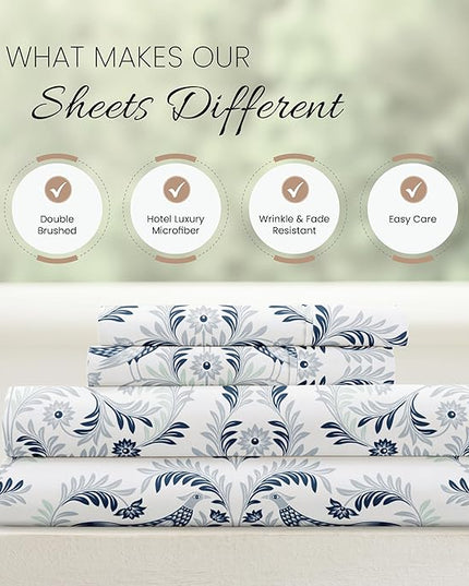 Linen Market 4 Piece California King Bedding Sheet Set (Navy Blue) - Sleep Better Than Ever with These Ultra-Soft Cooling Bed Sheets for Your California King Size Bed - Deep Pocket Fits 16" Mattress - LeafyLoom