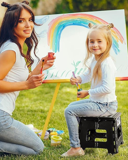 Delxo 9 Inch Folding Step Stool in Black,1 Pack Premium Heavy Duty Foldable Stool for Kids,Portable Collapsible Plastic Step Stool,Non Slip Folding Stools for Kitchen Bathroom Bedroom - LeafyLoom