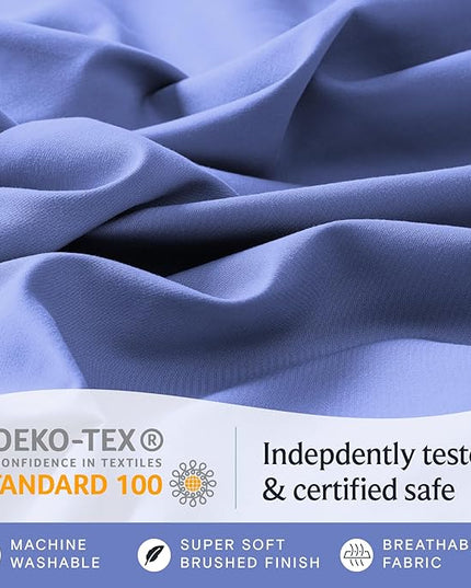 LuxClub 6 PC Queen Sheet Set, Breathable Luxury Bed Sheets, Deep Pockets 18" Eco Friendly Wrinkle Free Cooling Sheets Machine Washable Hotel Bedding Silky Soft - Violet Blue Queen - LeafyLoom
