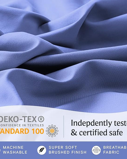 LuxClub Twin XL Sheets - Soft Twin Bed Sheets for-Boys-and-Girls-4 PC Deep Pockets 18" Eco Friendly Wrinkle Free-Kids-Fitted Sheets Machine Washable Hotel Bedding Silky Soft - Violet Blue Twin XL - LeafyLoom