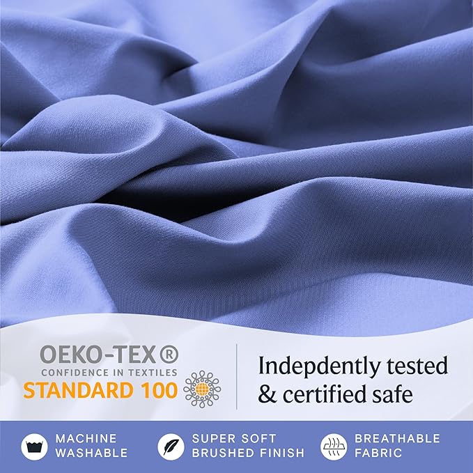 LuxClub Twin XL Sheets - Soft Twin Bed Sheets for-Boys-and-Girls-4 PC Deep Pockets 18" Eco Friendly Wrinkle Free-Kids-Fitted Sheets Machine Washable Hotel Bedding Silky Soft - Violet Blue Twin XL - LeafyLoom