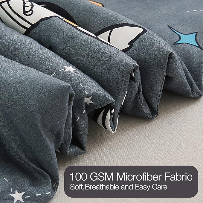JSD Grey Astronaut Kids Comforter Set for Boys Toddler, 2 Pieces Twin Microfiber Comforter with Pillow Sham, Soft Comfortable Machine Washable - LeafyLoom