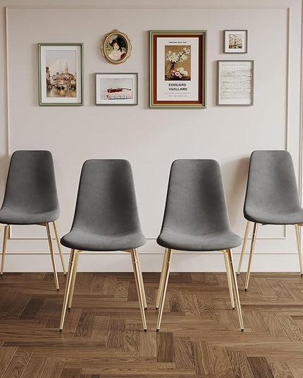 NicBex Haerin-SD-00340-LWJ Dining Chairs, 17.7"x19.7"x34.3", Grey and Gold - LeafyLoom