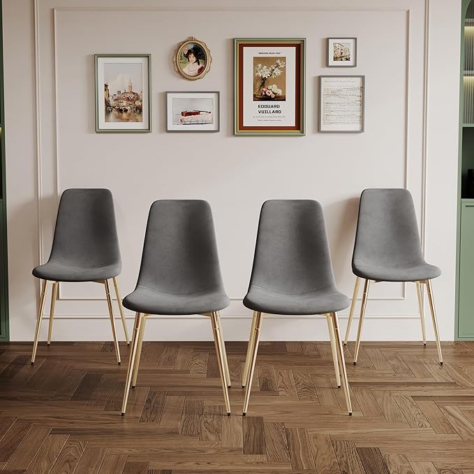 NicBex Haerin-SD-00340-LWJ Dining Chairs, 17.7"x19.7"x34.3", Grey and Gold - LeafyLoom