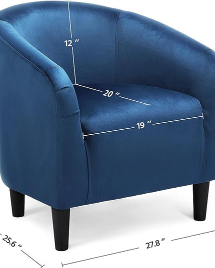 Yaheetech Club Chair, Velvet Accent Chair Upholstered Barrel Chair Sitting Chair with Armrest and Low Back for Living Room Bedroom, Pagoda Blue - LeafyLoom