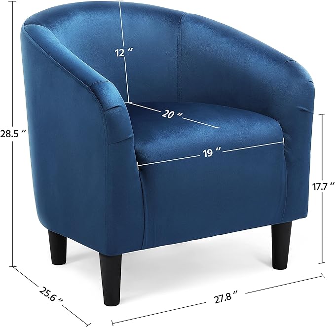 Yaheetech Club Chair, Velvet Accent Chair Upholstered Barrel Chair Sitting Chair with Armrest and Low Back for Living Room Bedroom, Pagoda Blue - LeafyLoom