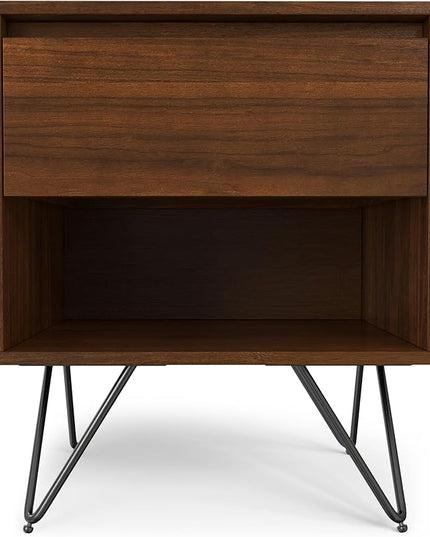 SIMPLIHOME Hunter Nightstand, 20 inch, Walnut - LeafyLoom