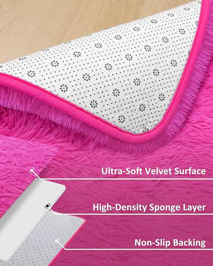 Round Area Rugs for Bedroom (5x5 Feet, Hot Pink) - LeafyLoom