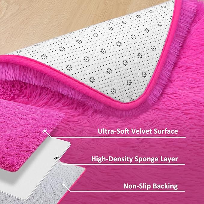Round Area Rugs for Bedroom (5x5 Feet, Hot Pink) - LeafyLoom