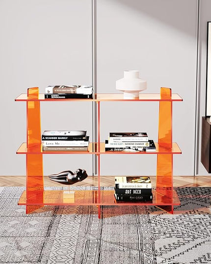 Acrylic Console Table, Entryway Table, Acrylic Bookshelf, 39.4'' x 11.8'' x 31.5'', Clear - LeafyLoom
