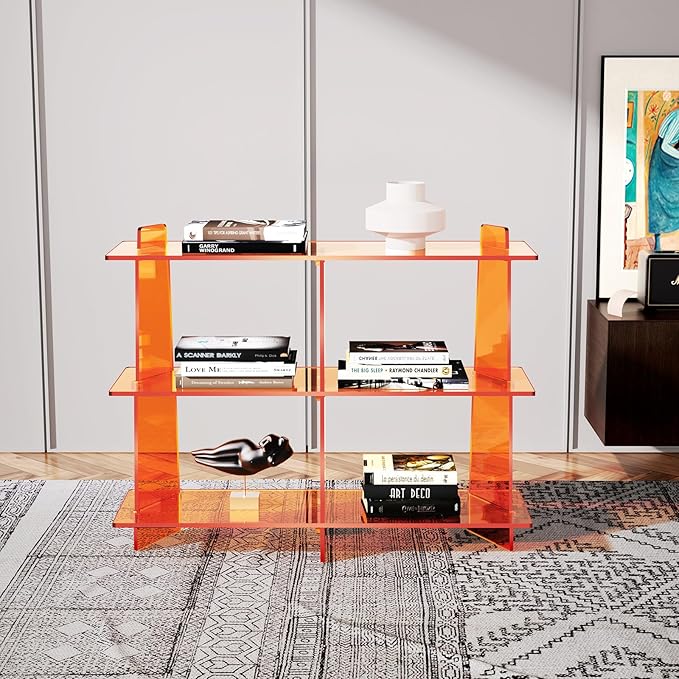 Acrylic Console Table, Entryway Table, Acrylic Bookshelf, 39.4'' x 11.8'' x 31.5'', Clear - LeafyLoom