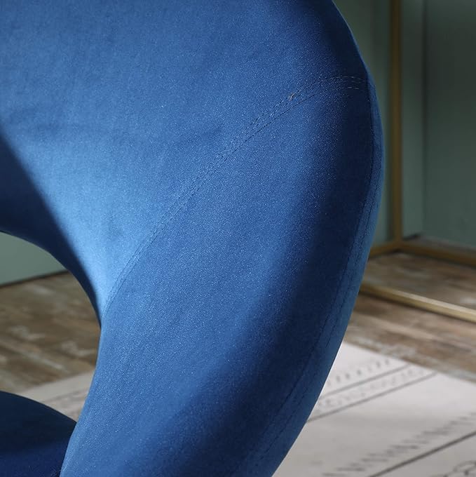 Roundhill Furniture Slatina Silky Velvet Upholstered Accent Chair with Gold Tone Finished Base, 25D x 28W x 31.5H in, Blue - LeafyLoom
