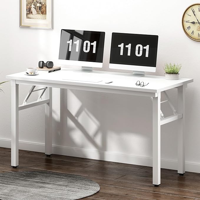 Need 47 inches Computer Desk Office Desk Folding Table with BIFMA Certification Computer Table Workstation, White AC5DW-120 - LeafyLoom
