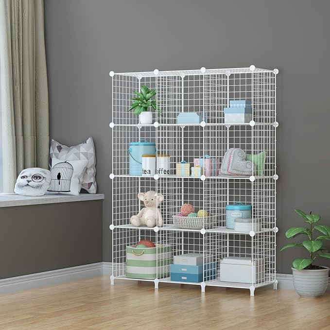 HOMIDEC Closet Organizers and Storage, 12 Storage Cubes, Wire Cube Storage DIY Room Storage Shelf for Garment Racks, Closet, Wardrobe - LeafyLoom