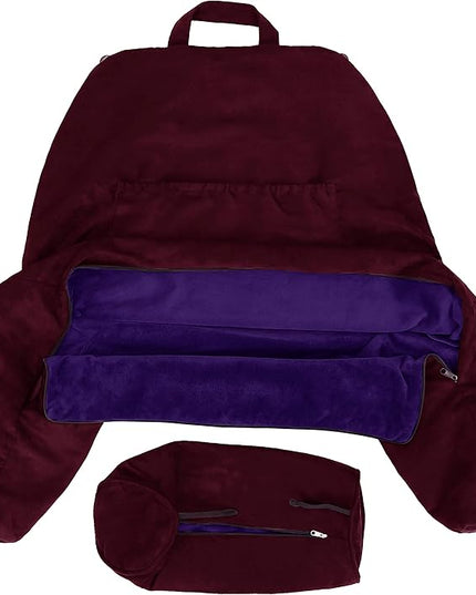 Husband Pillow XXL Cover Aspen Edition Mauve Purple, Reversible Microfiber to Microsuede, Side & Back Pockets - Handle for Easy Transport - Super Cozy Bed Rest Pillow Cover with Arms - Easy Care - LeafyLoom