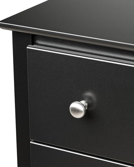 Prepac Sonoma Traditional Tall Nightstand Side Table with 3 Drawers, Functional Tall 3-Drawer Bedside Table 16" D x 23" W x 29" H, Black, BDC-2403 - LeafyLoom