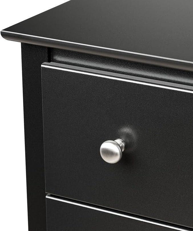 Prepac's Fremont 2 Drawer Nightstand: Elegant Bedroom Furniture, Bedside Table with Open Shelf, 23.25"W x 16"D x 28"H, Black - BDC-2428 - LeafyLoom