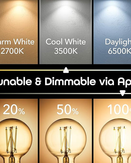 Geeni Smart Light Bulb - Alexa and Google Home Compatible, Amber LED Programmable and Dimmable WiFi Light Bulb, App Controlled (G25-2 Pack) Geeni