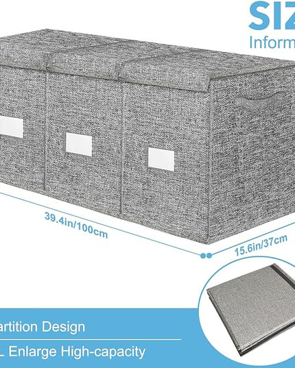 Extra Large 3 in 1 Storage Box, 150L, Grey, Polyester Blend, Waterproof, for Kids Room, Arts & Crafts, 39.4x14.0x16.0 inches - LeafyLoom