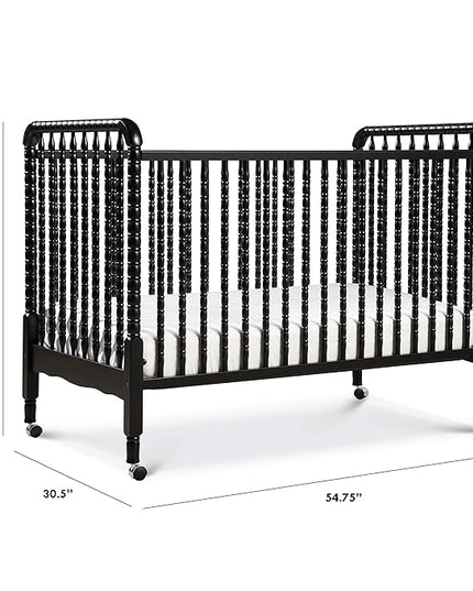 DaVinci Jenny Lind 3-in-1 Convertible Crib in Ebony, Removable Wheels, Greenguard Gold Certified - LeafyLoom