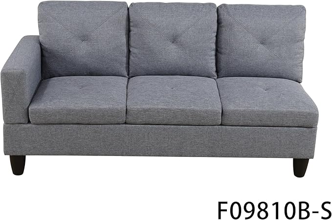 L-Shaped Sectional Couches with 66.5'' Chaise Lounge & Storage Ottoman Modular Room Sofas for Home Office Apartment, Large Living Furniture, 97'' Right Hand Facing, Grey Linen - LeafyLoom