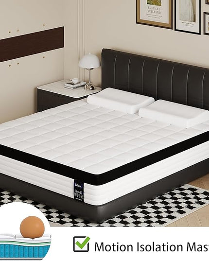 California King Mattress, 14 Inch Hybrid Mattress Cal King, Medium Firm, 3 Coils Strong Edge Support, Pocket Springs, Pressure Relief, Bed in Box - LeafyLoom