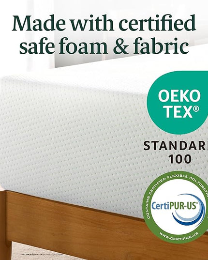 ZINUS 10 Inch Green Tea Memory Foam Mattress [New Version], Twin, Fiberglass free, Medium Firm Feel, Zoned Pressure Relief, Certified Safe Foams & Fabric, Mattress in A Box - LeafyLoom