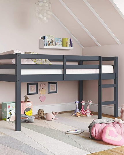 DHP Milton Junior Twin Loft Bed, Grey - LeafyLoom