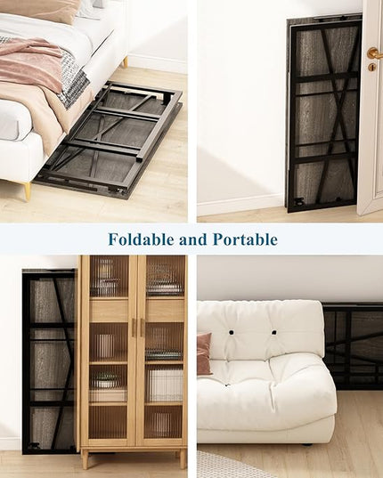 EMODA 40 inch Folding Desk No Assembly Required Home Office Desk Study Writing Gaming Computer Table, Black Oak - LeafyLoom