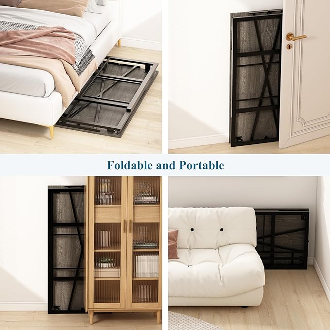 EMODA 40 inch Folding Desk No Assembly Required Home Office Desk Study Writing Gaming Computer Table, Black Oak - LeafyLoom