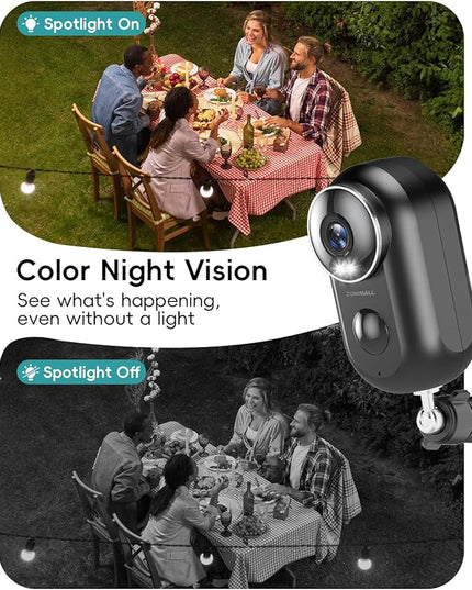 ZUMIMALL Security Cameras Wireless Outdoor, 4 Packs, 2K Cameras for Home Security, Outdoor/Indoor Camera Battery Powered, 2.4G WiFi, Magnetic Mount,3MP Color Night Vision/Siren/PIR/AI/Cloud/Alexa ZUMIMALL
